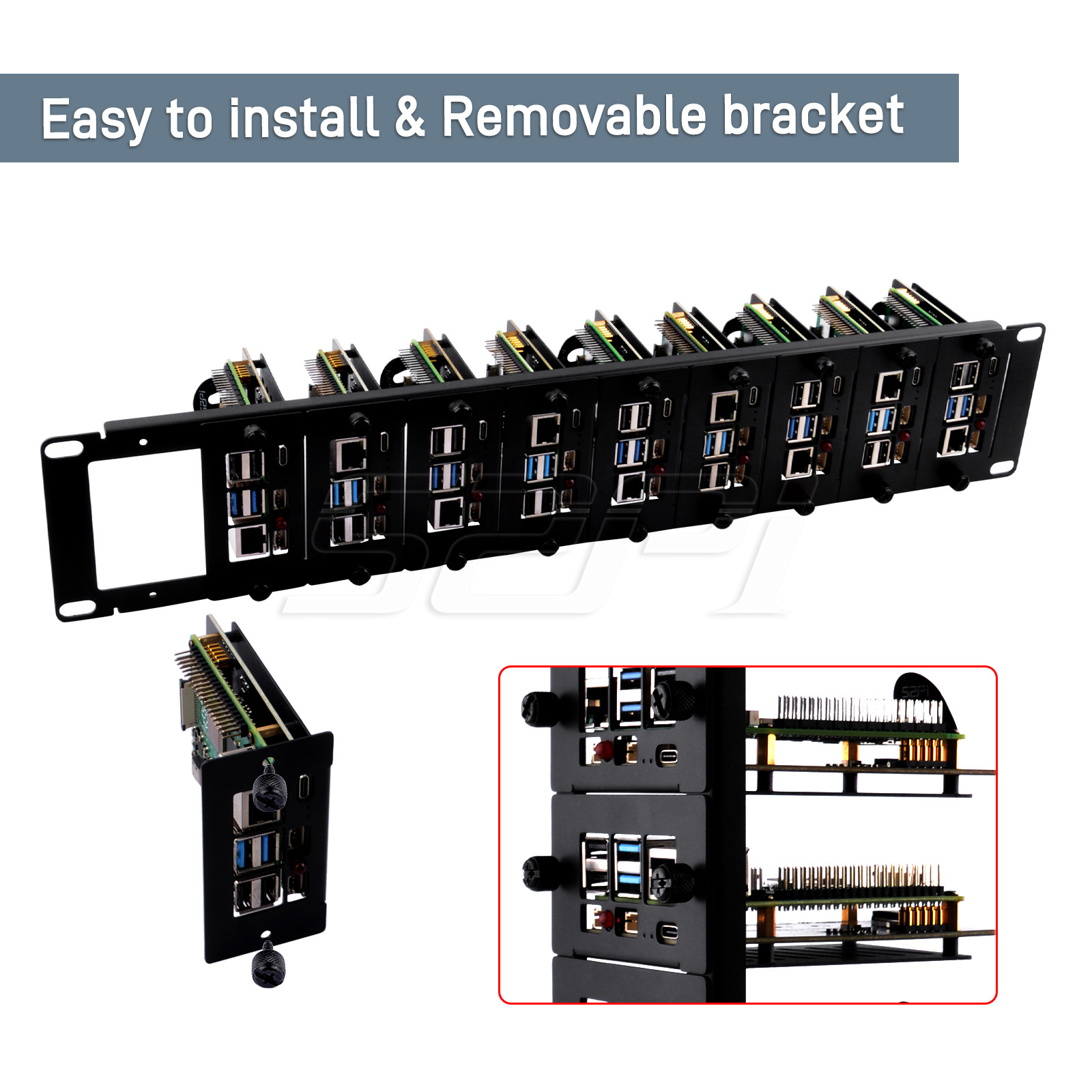52Pi 2U Rackmount Steel Bracke - Deskpi Super6C ulasan dan harga